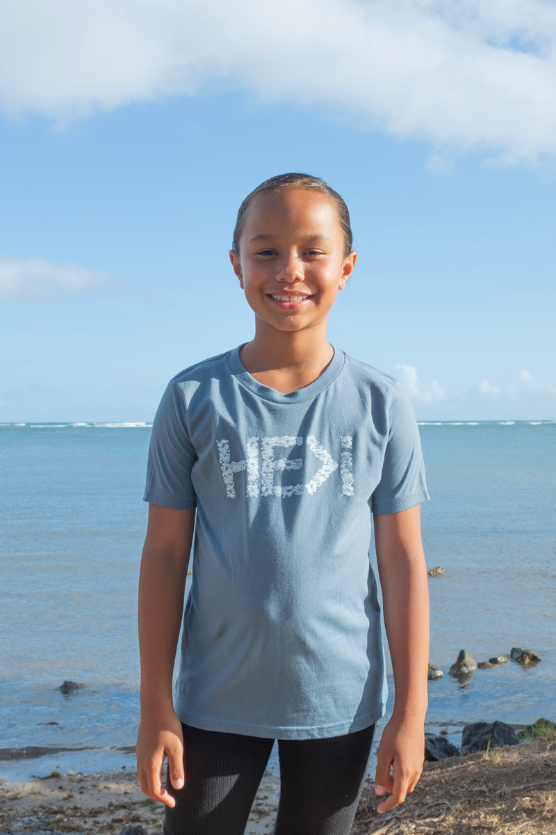 KID'S FLORA TEE IN BLUE JEAN