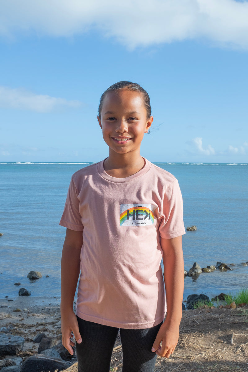 KID'S ALOHA STATE TEE IN DESERT PINK