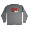 HIBISCUS CREW SWEATSHIRT IN GUNMETAL HEATHER